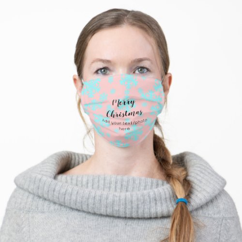 simple minimal add your text photo merry christmas adult cloth face mask