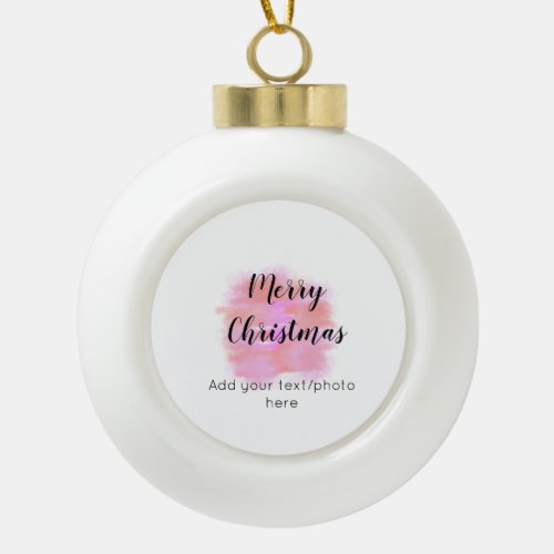 simple minimal add your text photo merry christmas ceramic ball christmas ornament