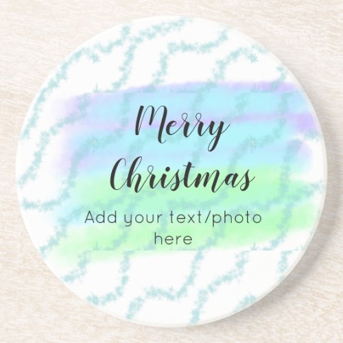 simple minimal add your text photo merry christmas coaster