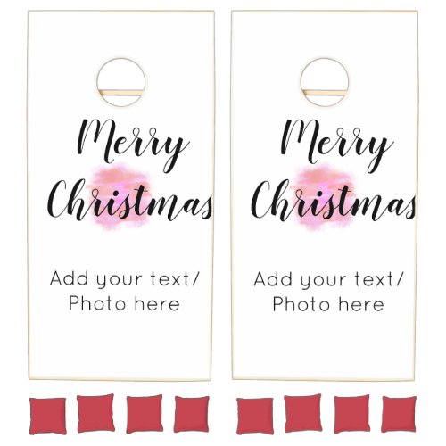 simple minimal add your text photo merry christmas cornhole set