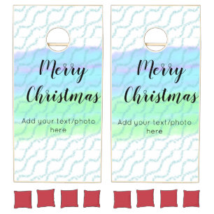 simple minimal add your text photo merry christmas cornhole set