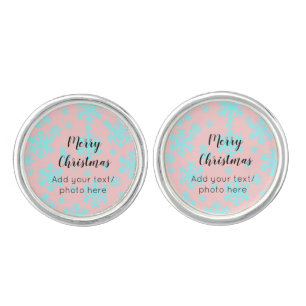 simple minimal add your text photo merry christmas cufflinks