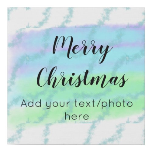 simple minimal add your text photo merry christmas faux canvas print