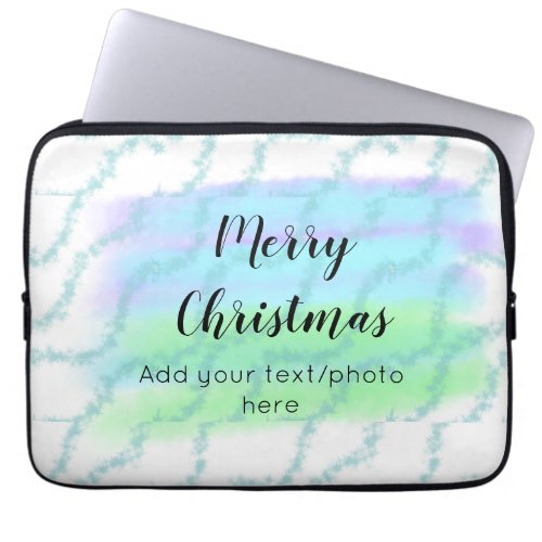 simple minimal add your text photo merry christmas laptop sleeve