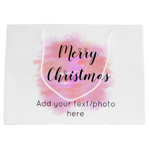 simple minimal add your text photo merry christmas large gift bag