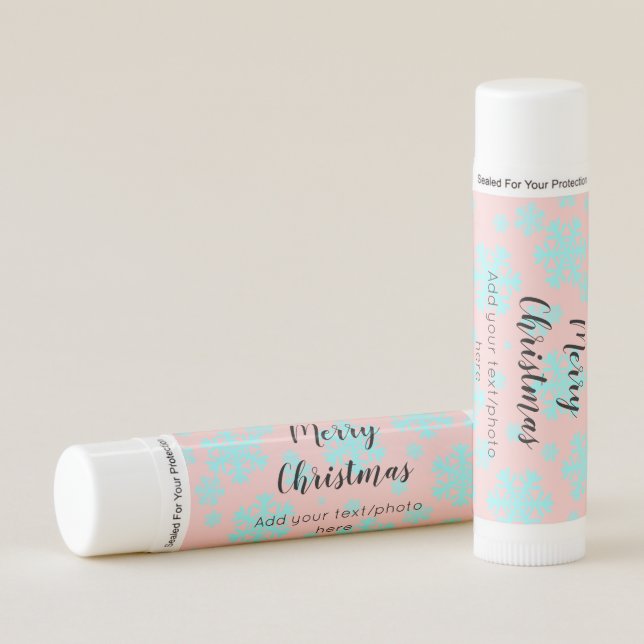 simple minimal add your text photo merry christmas lip balm (Front)