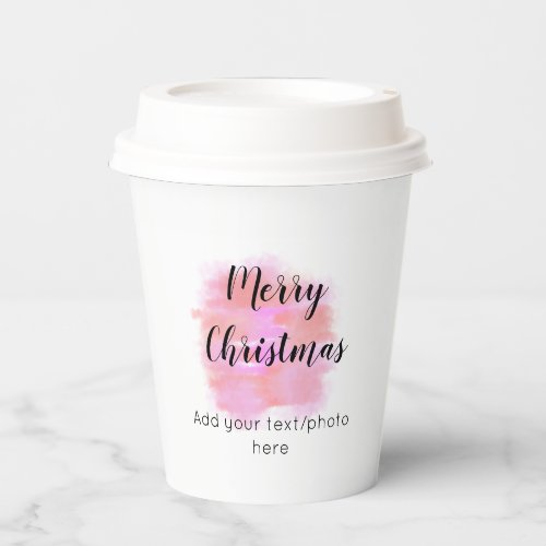 simple minimal add your text photo merry christmas paper cups
