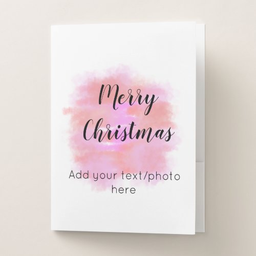 simple minimal add your text photo merry christmas pocket folder