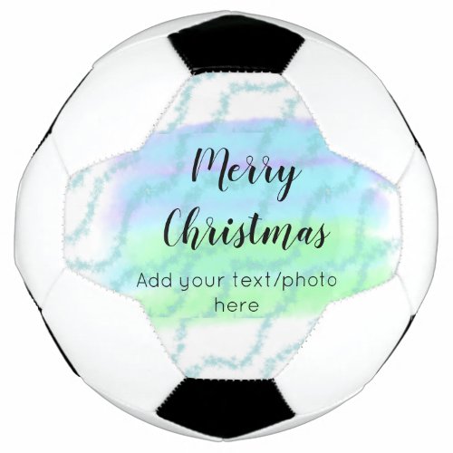 simple minimal add your text photo merry christmas soccer ball