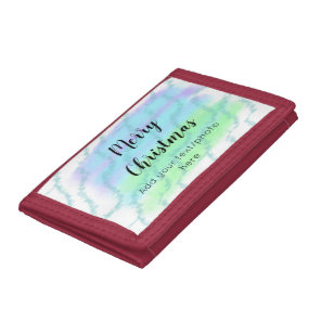 simple minimal add your text photo merry christmas tri-fold wallet