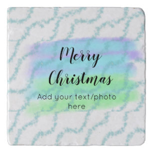 simple minimal add your text photo merry christmas trivet