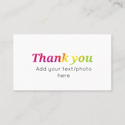 simple minimal add your text photo thank you water business card