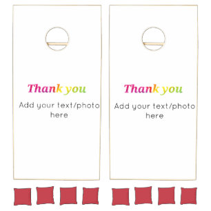 simple minimal add your text photo thank you water cornhole set