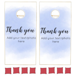simple minimal add your text photo thank you water cornhole set