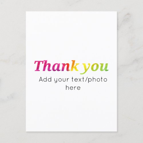 simple minimal add your text photo thank you water postcard