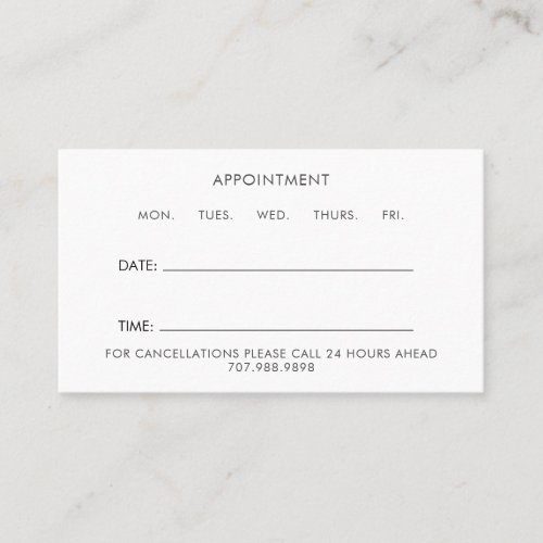 Simple Minimal Appointment Card Any Business