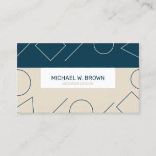 Simple Minimal Aqua Beige Geometric Business Card