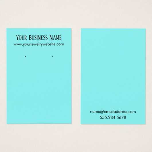 Simple, Minimal Aqua Earring Holder Display Cards (Front & Back)
