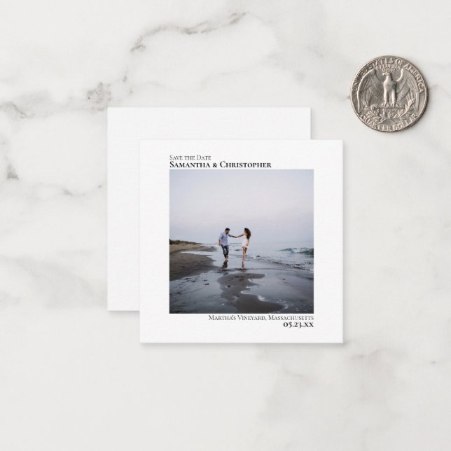 Simple Minimal Artsy Wedding Save the Date Mini Note Card (Front/Back In Situ)