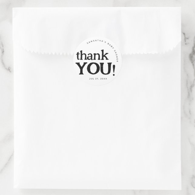 Simple Minimal Baby Shower Thank You Sticker (Bag)