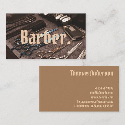 Simple Minimal Barber Photo Typography Unique Cool Business Card Zazzle