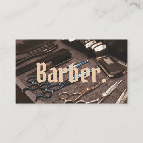 Simple Minimal Barber Photo Typography Unique Cool Business Card