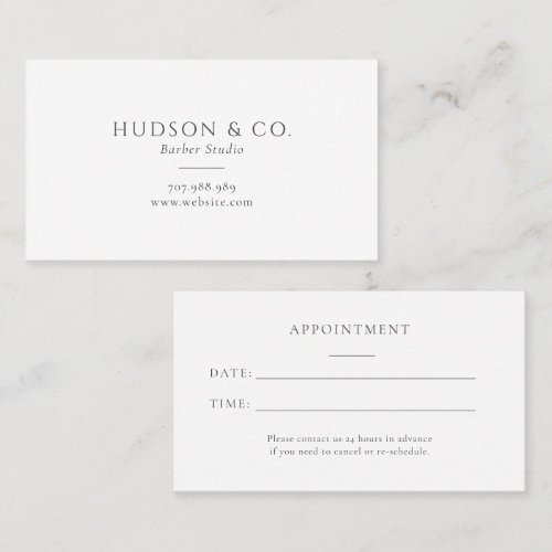 Simple Minimal Barber Shop Appointment Card