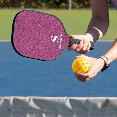 Simple Minimal Basic Modern Name Initials on Denim Pickleball Paddle