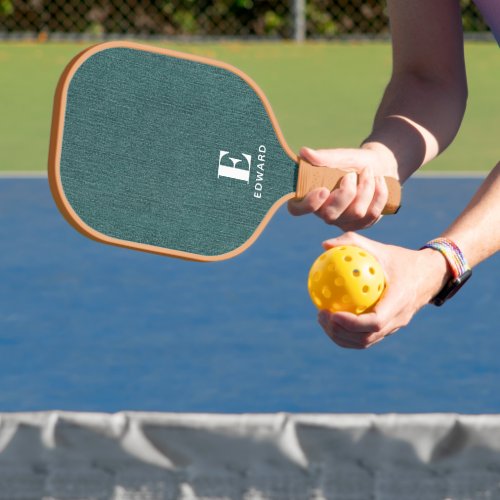 Simple Minimal Basic Modern Name Initials on Denim Pickleball Paddle