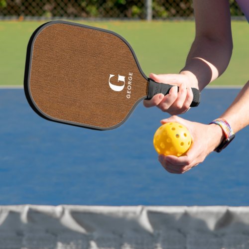 Simple Minimal Basic Modern Name Initials on Denim Pickleball Paddle