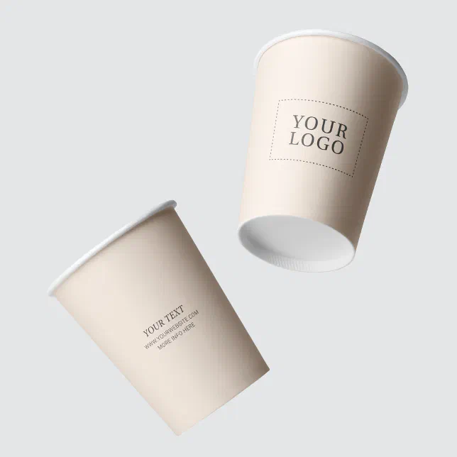 Simple Minimal Beige Business Logo Custom Paper Cups | Zazzle