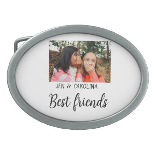 simple minimal best friends name add photo text le belt buckle