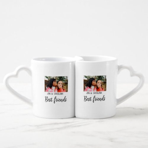 simple minimal best friends name add photo text le coffee mug set