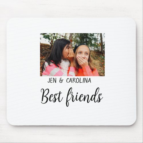 simple minimal best friends name add photo text le mouse pad