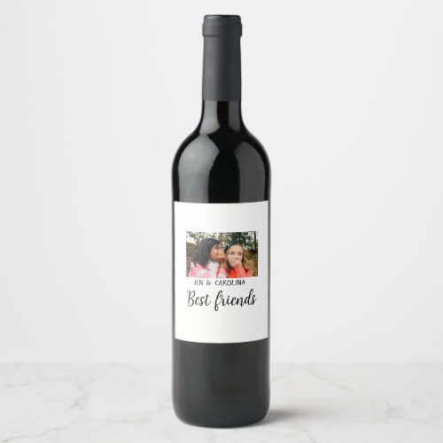 simple minimal best friends name add photo text le wine label