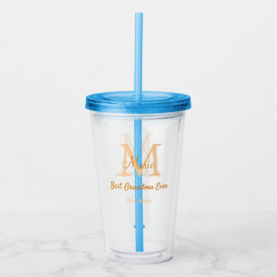 simple minimal best Grandma ever orange monogram Acrylic Tumbler
