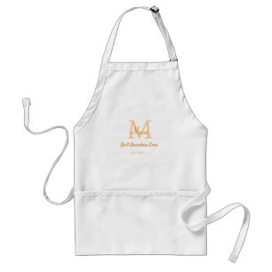 simple minimal best Grandma ever orange monogram Adult Apron