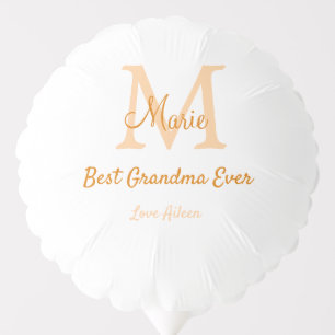 simple minimal best Grandma ever orange monogram Balloon