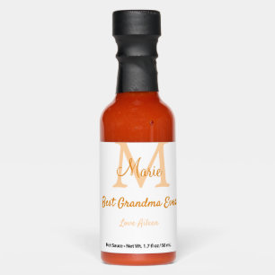 simple minimal best Grandma ever orange monogram Hot Sauces