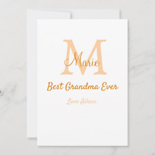 simple minimal best Grandma ever orange monogram Invitation