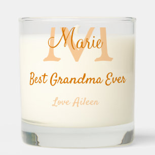 simple minimal best Grandma ever orange monogram Scented Candle