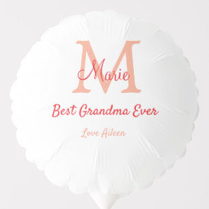 simple minimal best Grandma ever red monogram text Balloon