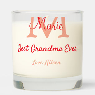 simple minimal best Grandma ever red monogram text Scented Candle