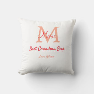 simple minimal best Grandma ever red monogram text Throw Pillow
