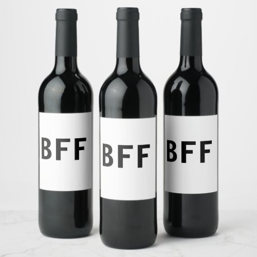 Simple minimal BFF best friends family custom name Wine Label