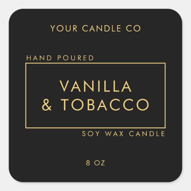 Simple Minimal Black and Gold Candle Label (Front)