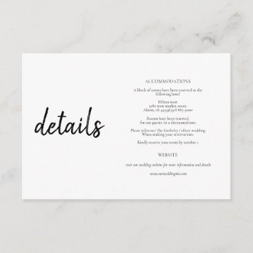 Simple Minimal Black And White Calligraphy Enclosure Card