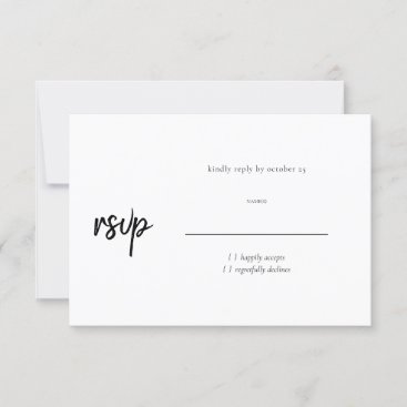 Simple Minimal Black And White Calligraphy RSVP Card