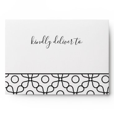 Simple Minimal Black and White Calligraphy Wedding Envelope