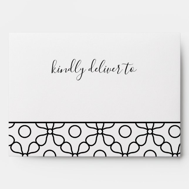 Simple Minimal Black and White Calligraphy Wedding Envelope (Front)